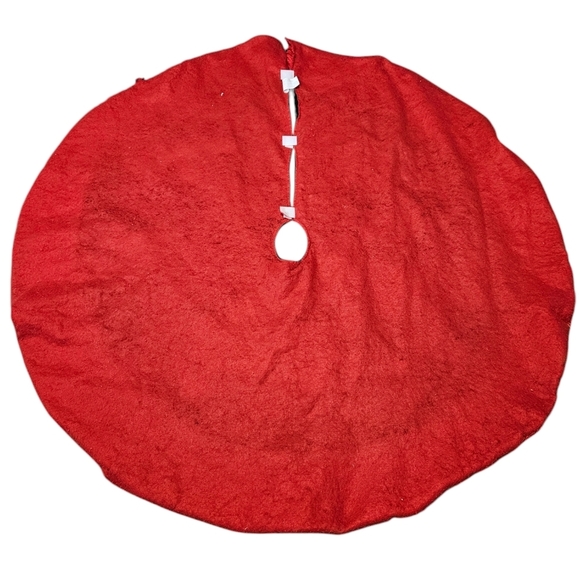 St. Nick's Choice Dark Green‎ Velvet & Red Trim Merry Christmas Tree Skirt F26 - Picture 4 of 7